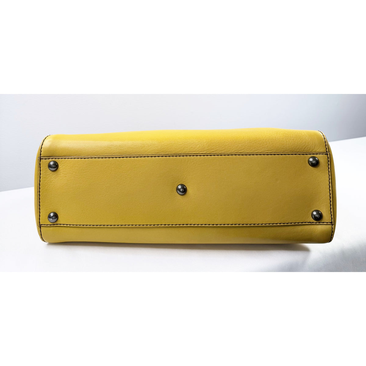 Fendi Peekaboo Yellow Leather Medium Satchel Bag