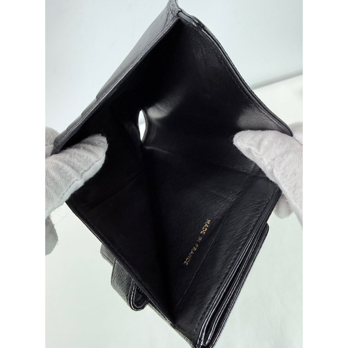 Chanel Black Caviar Leather Compact Wallet