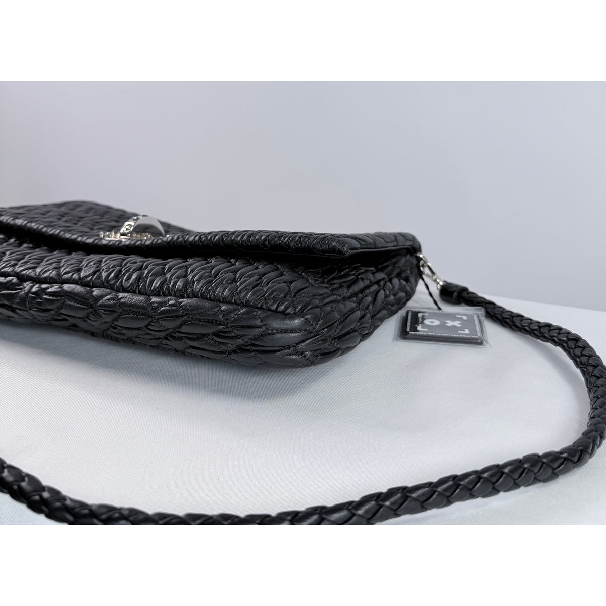 Miu Miu Black Crystal Cloquè Large Bag with Silver Hardware