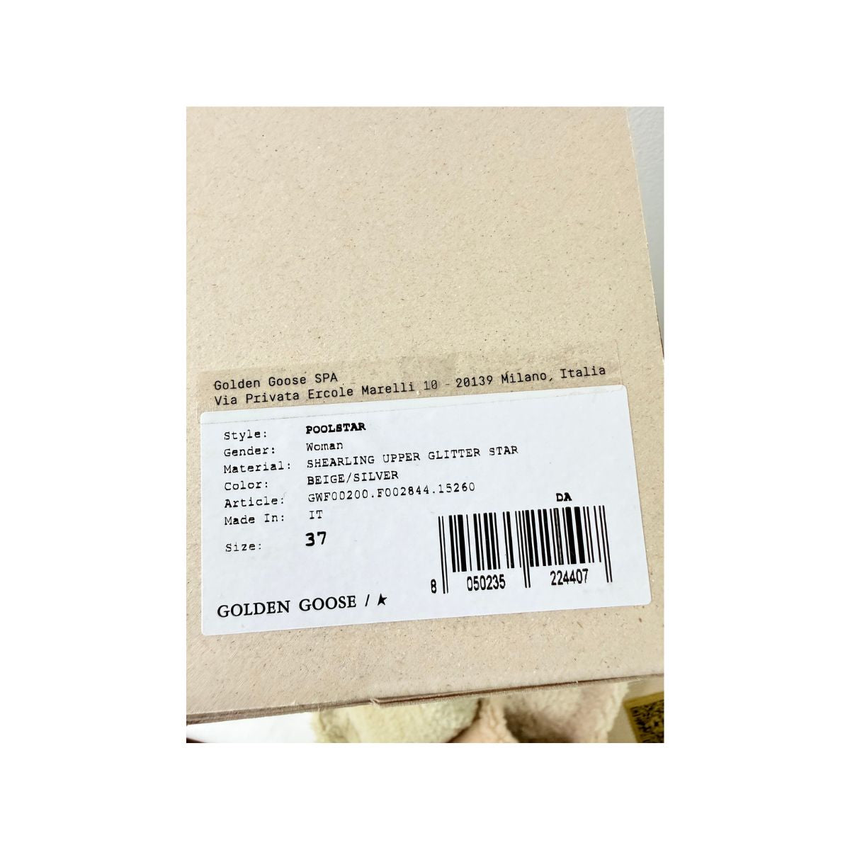Golden Goose Poolstar Shearling Beige Silver Slide Sandals