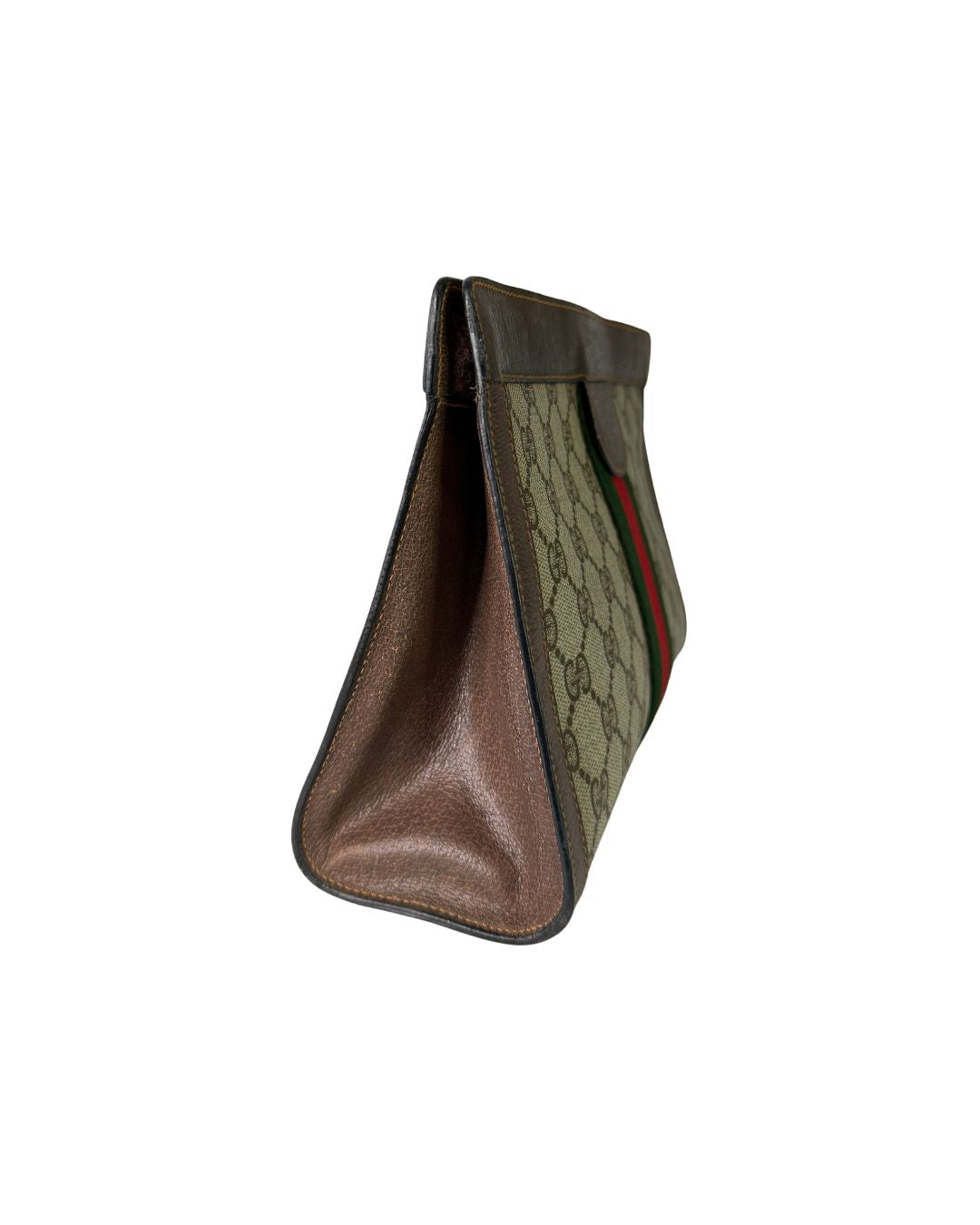 Gucci Vintage Accessory Collection GG Monogram Web Stripe Clutch