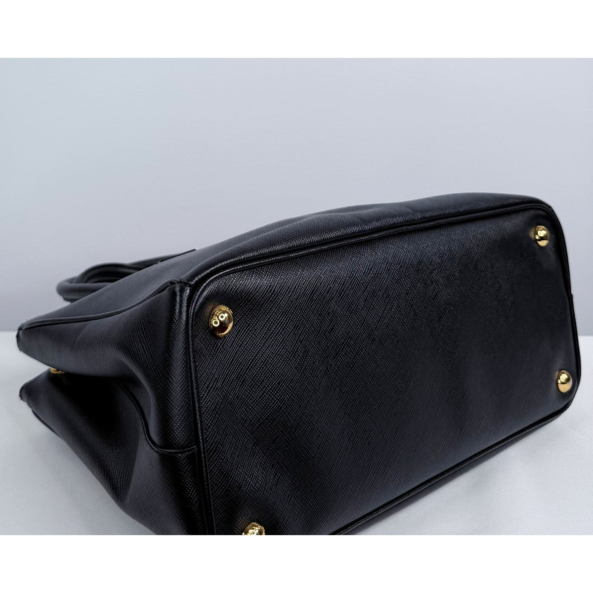 Prada Black Saffiano Leather Small Double Zip Galleria Tote w/ Strap