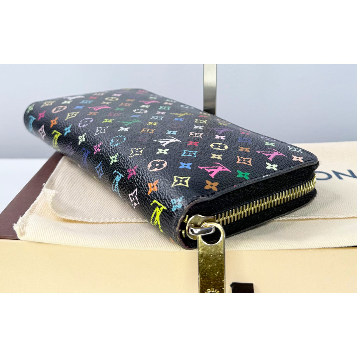 Louis Vuitton Monogram Black Multicolore Zippy Wallet