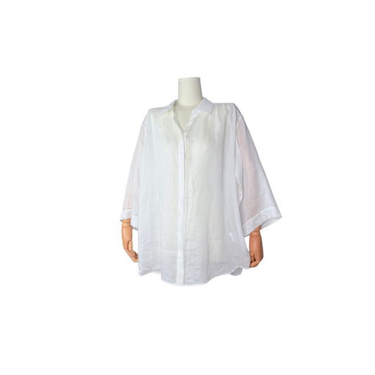Lafayette 148 New York Nila White Ramie Lyocell Blouse