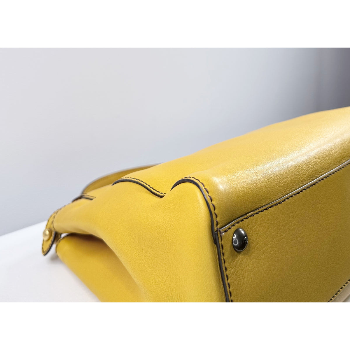 Fendi Peekaboo Yellow Leather Medium Satchel Bag