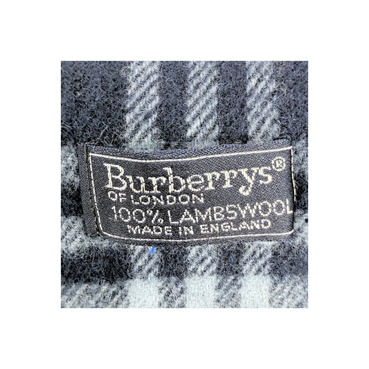 Burberry Nova Check Navy Lambswool Scarf Made in England