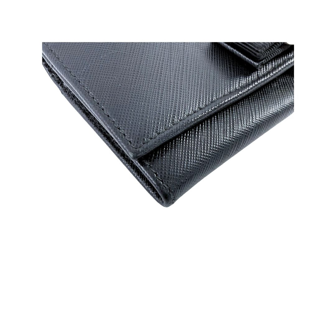 Salvatore Ferragamo Vara Bow Black Saffiano Leather Long Wallet
