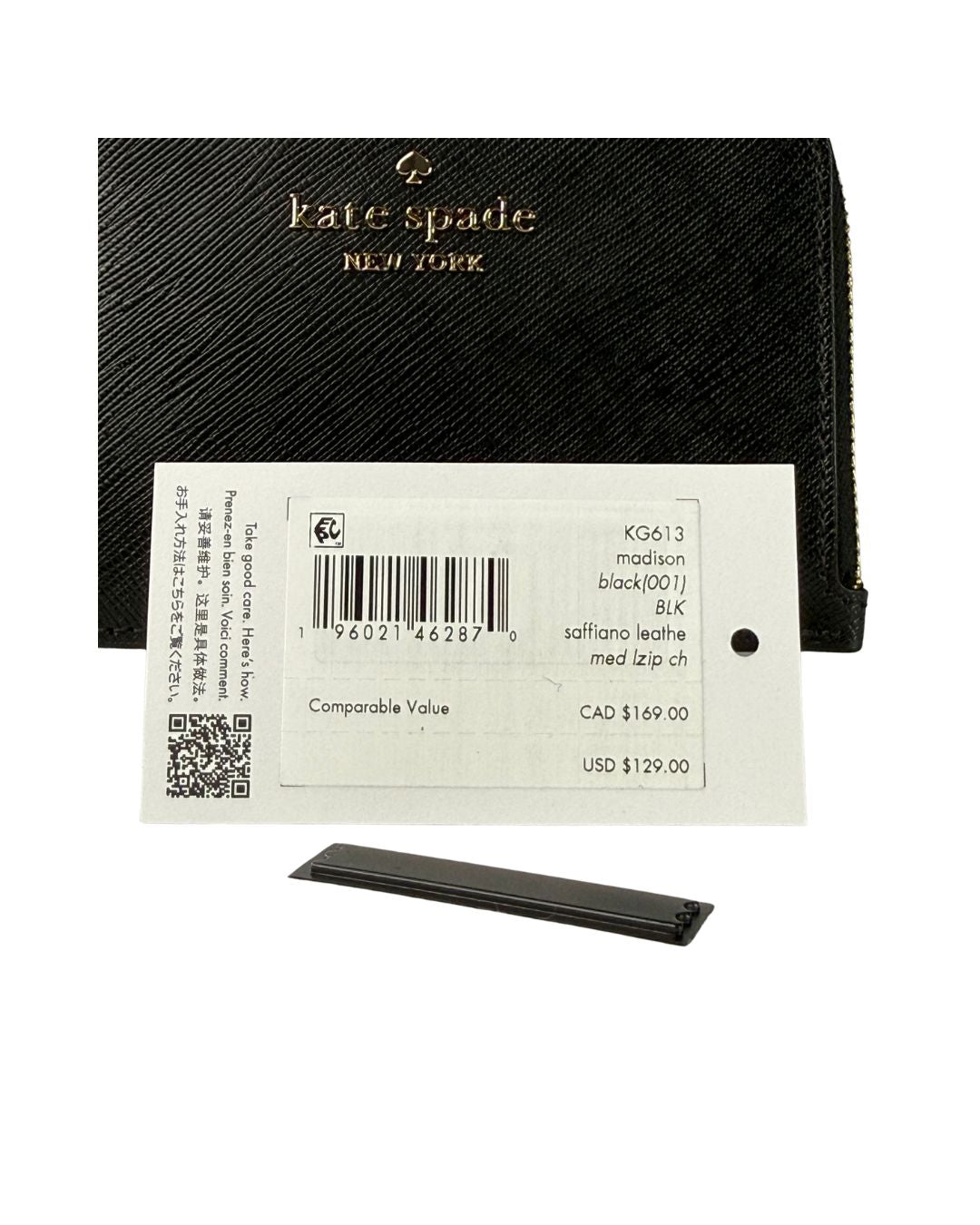 NWT Kate Spade Madison Saffiano Leather Medium L-Zip Card Holder MSRP C$169 / US$129