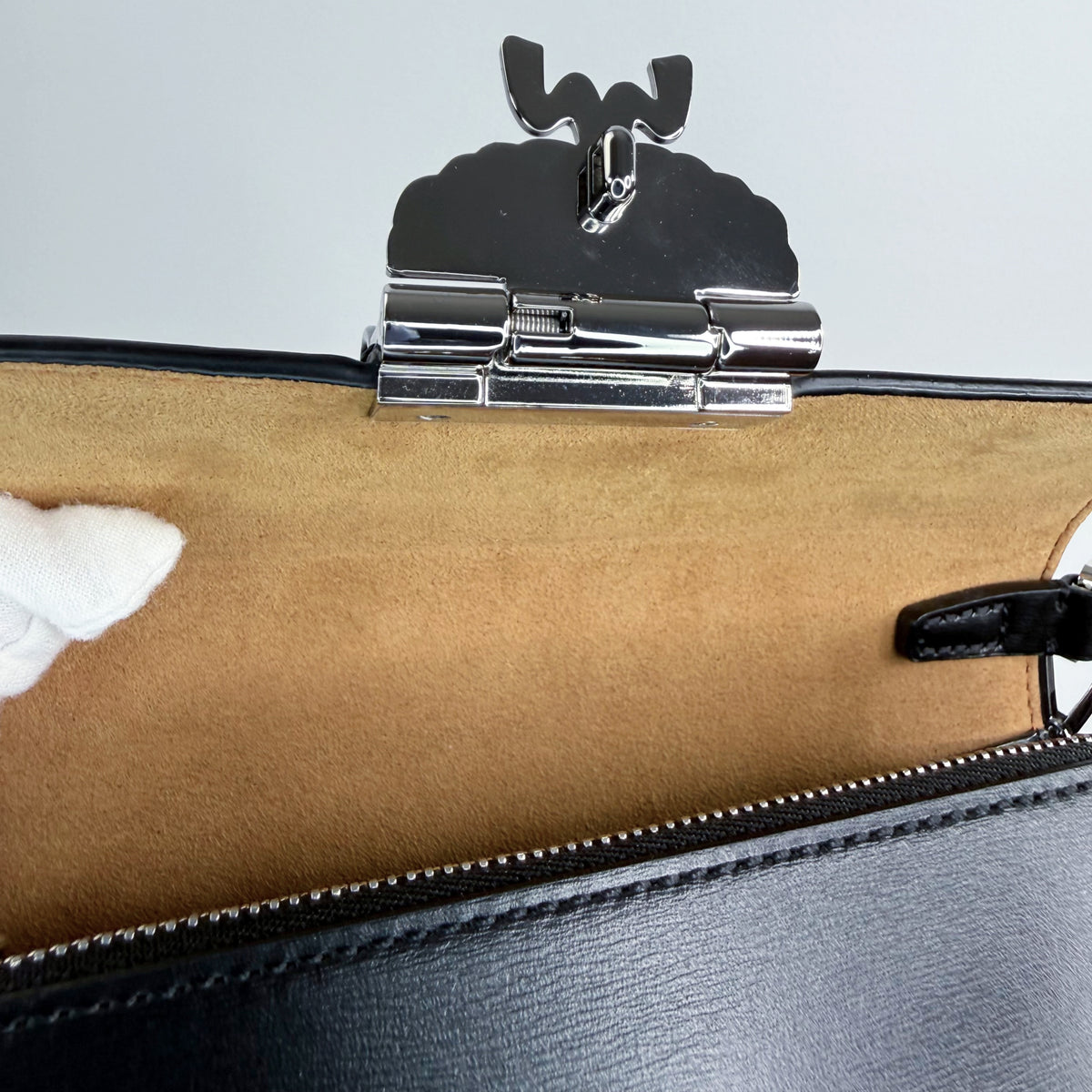 MCM Black Leather Chain Wallet Crossbody Bag