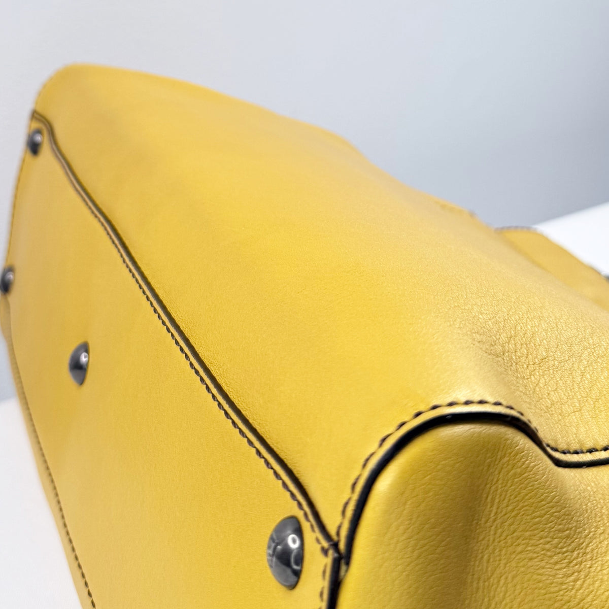 Fendi Peekaboo Yellow Leather Medium Satchel Bag
