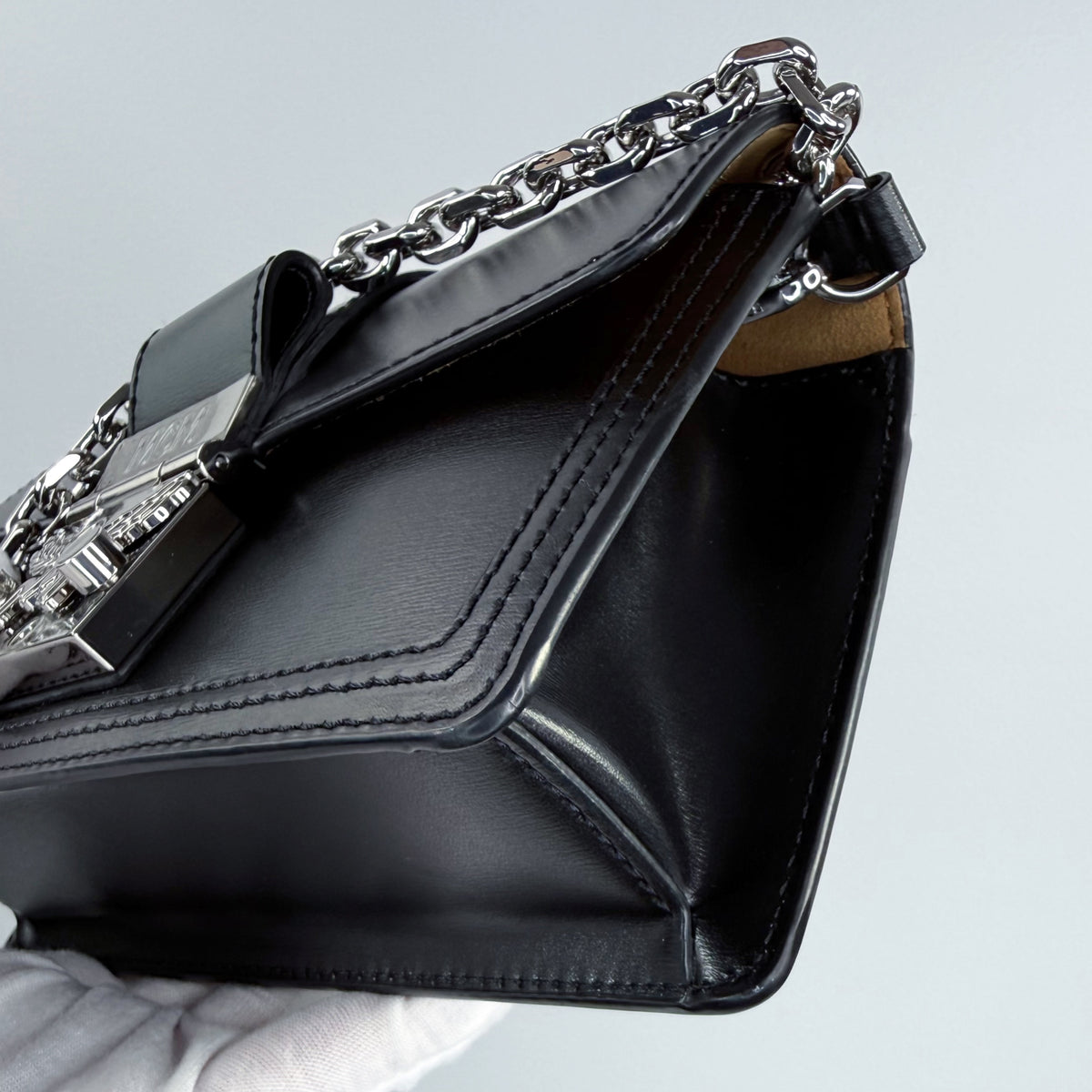 MCM Black Leather Chain Wallet Crossbody Bag
