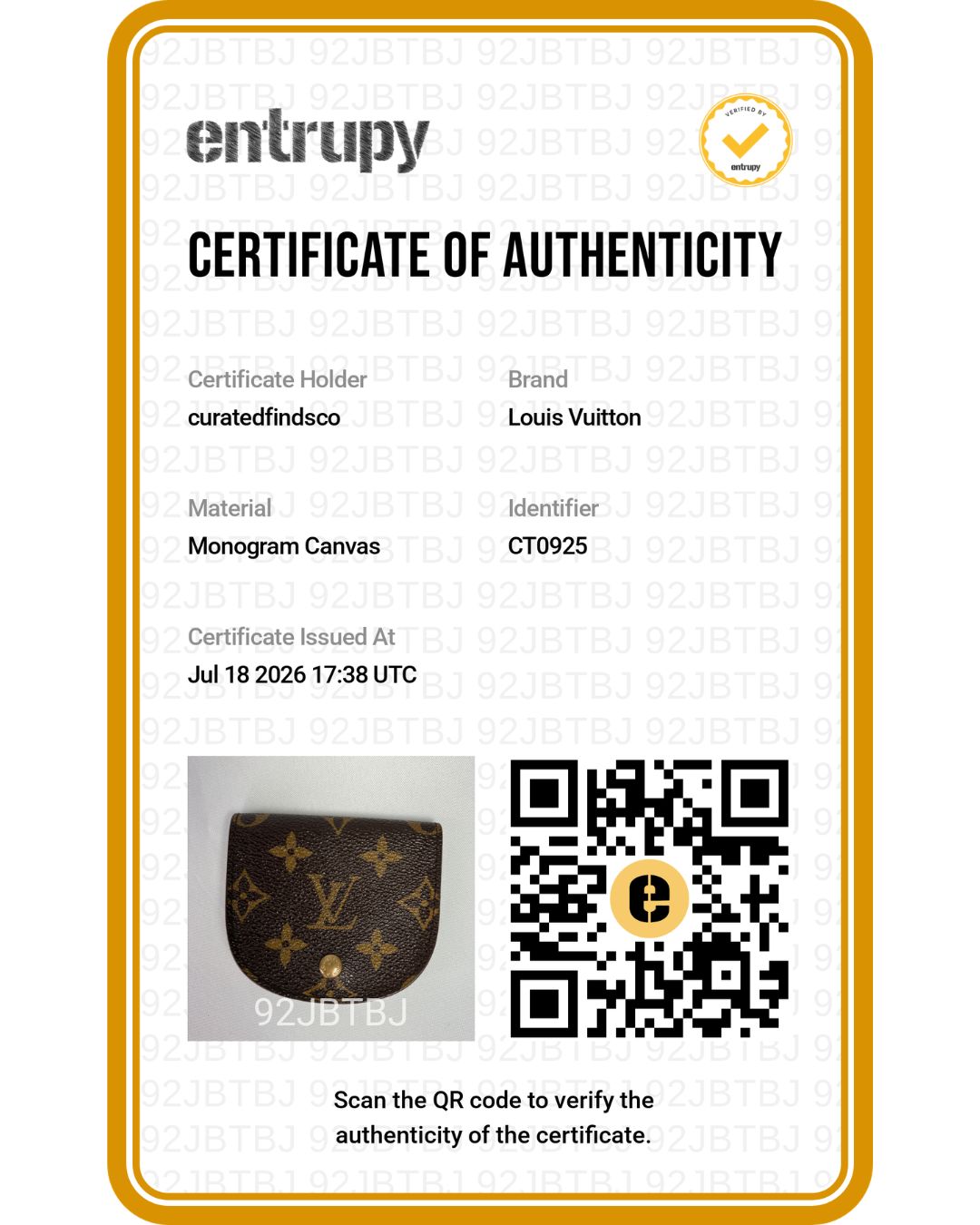 LOUIS VUITTON Monogram Porte Monnaie Guze Coin Purse