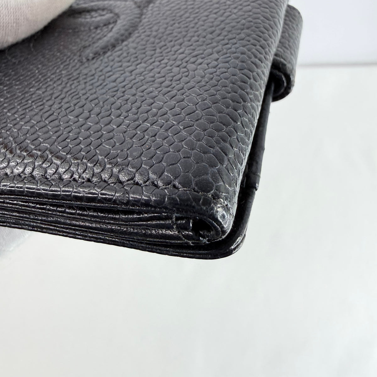 Chanel Black Caviar Leather Compact Wallet