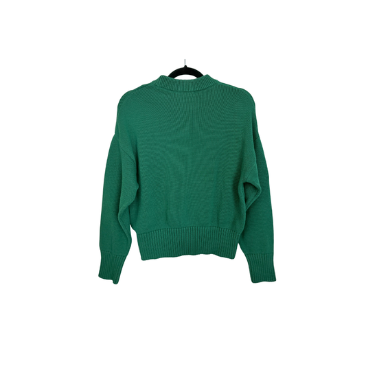 AMI Alexandre Mattiussi Ami de Cœur Green Cotton Wool Knit Sweater