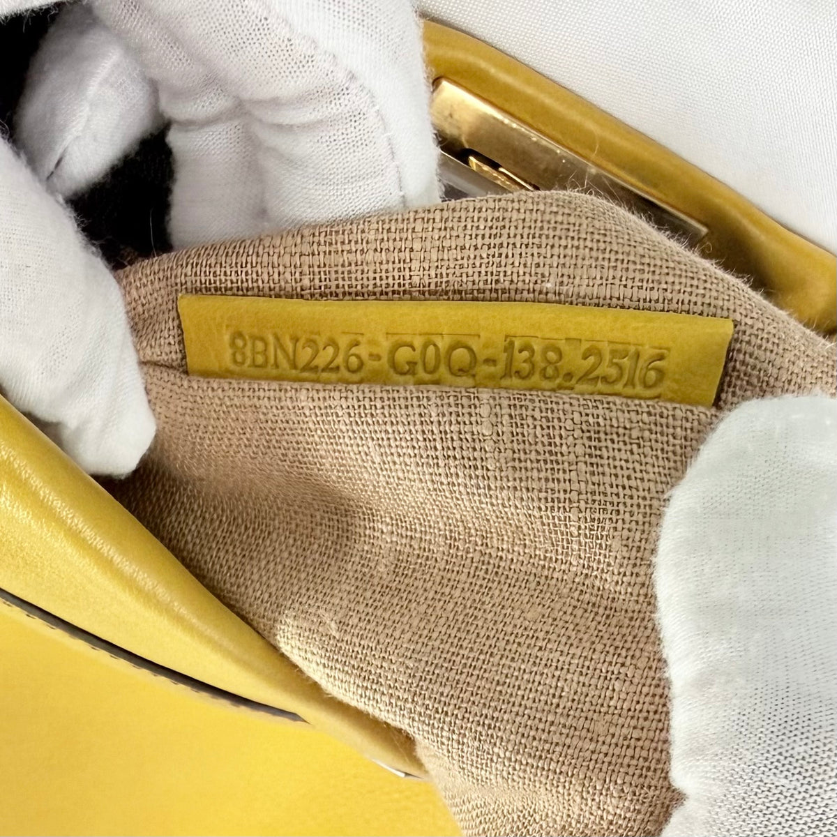 Fendi Peekaboo Yellow Leather Medium Satchel Bag
