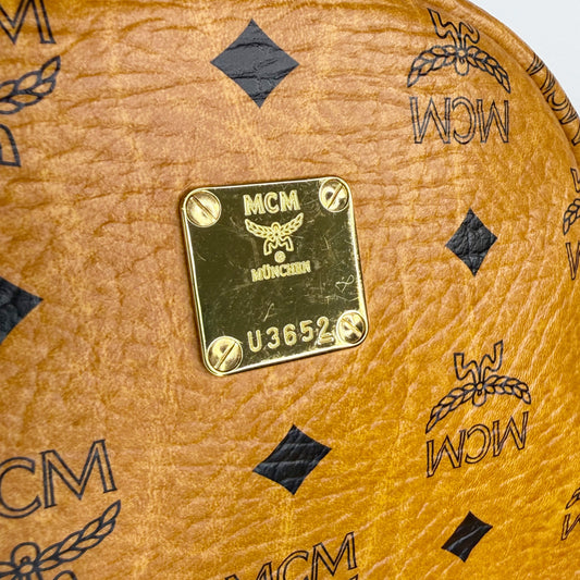 MCM Small Stark Side Studs Backpack in Visetos Cognac