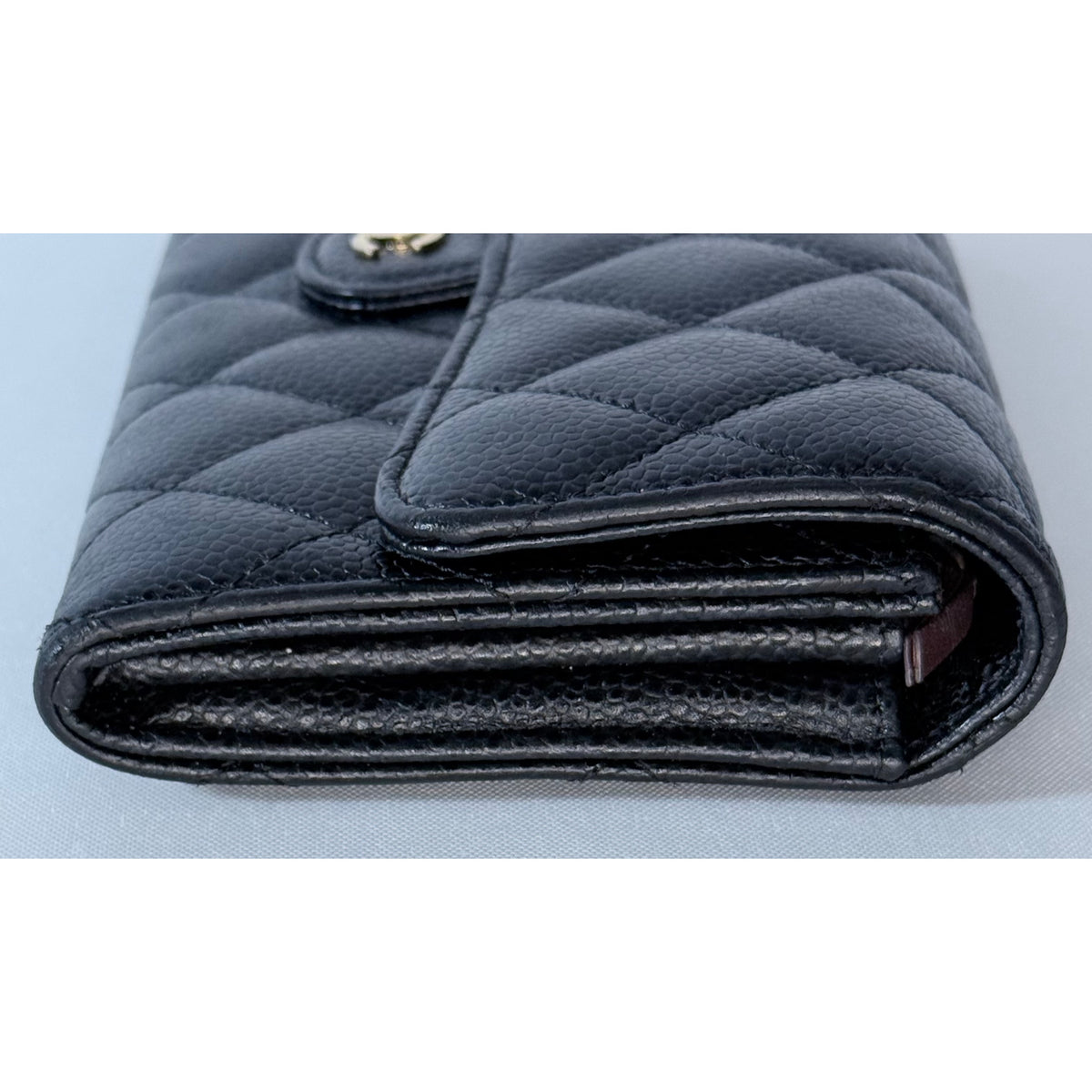 Chanel Classic Quilted Caviar Long Flap Wallet Gold CC Logo