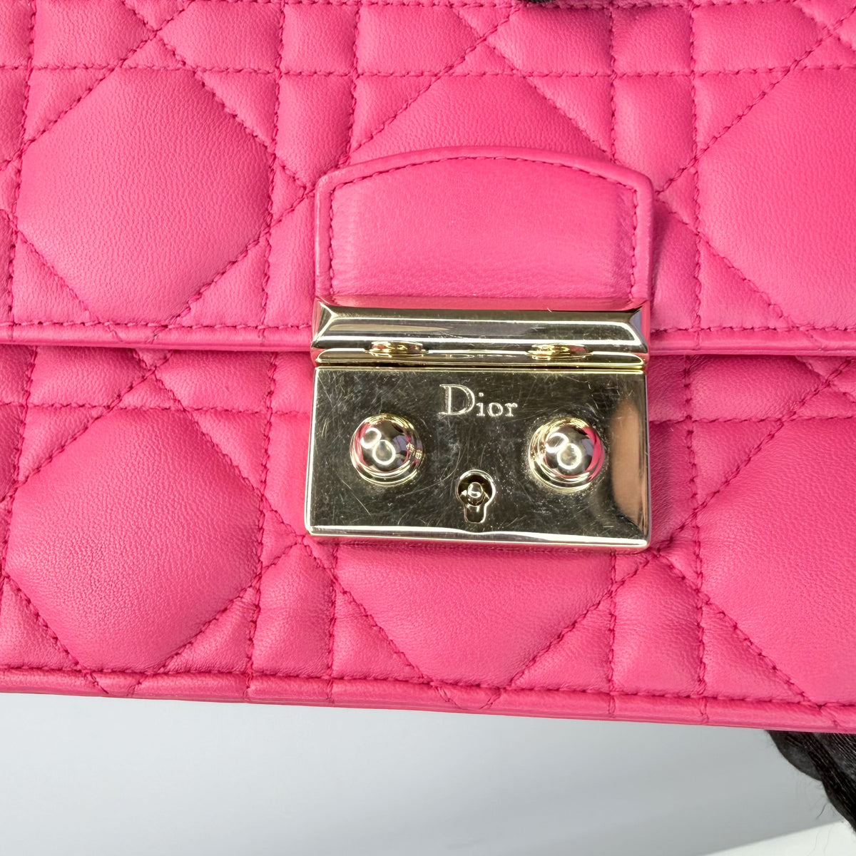 Christian Dior Miss Dior Cannage Pink Lambskin Wallet on Chain