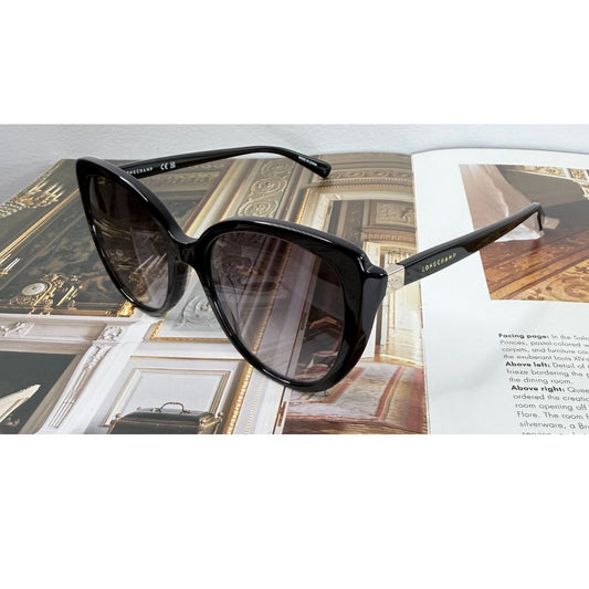 Longchamp Black Grey Gradient Cat Eye Sunglasses