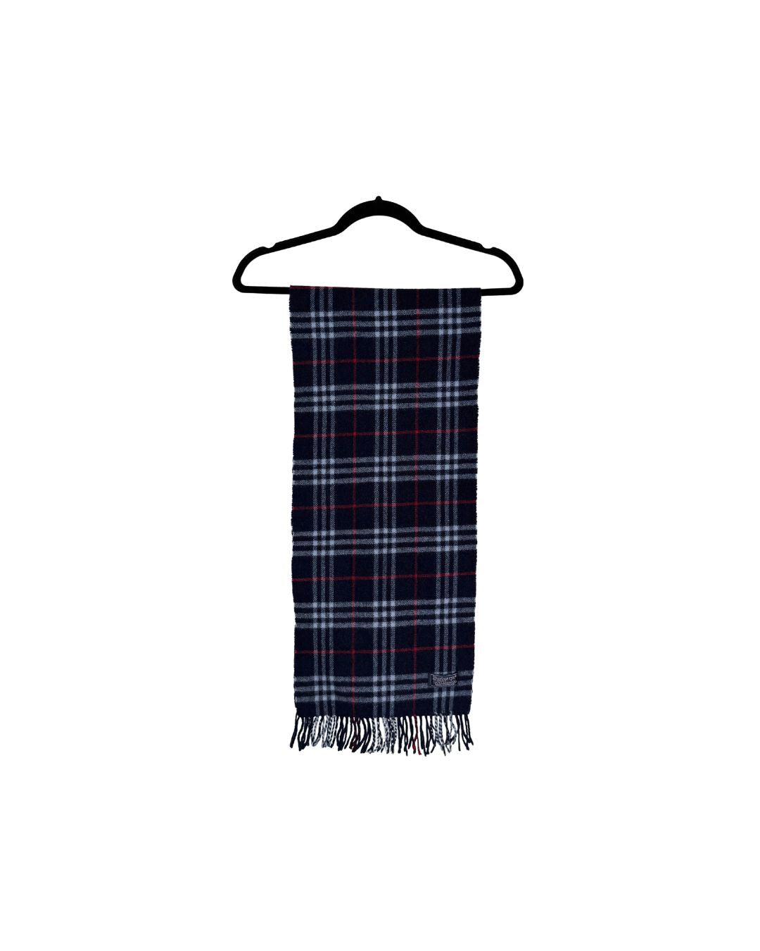 Burberry Nova Check Navy Lambswool Scarf Made in England