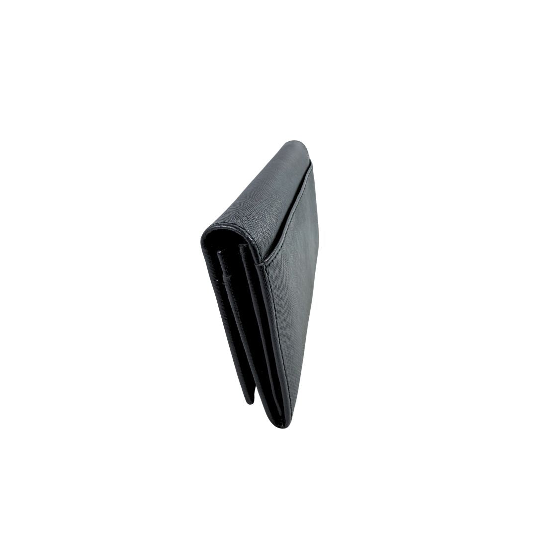 Salvatore Ferragamo Vara Bow Black Saffiano Leather Long Wallet