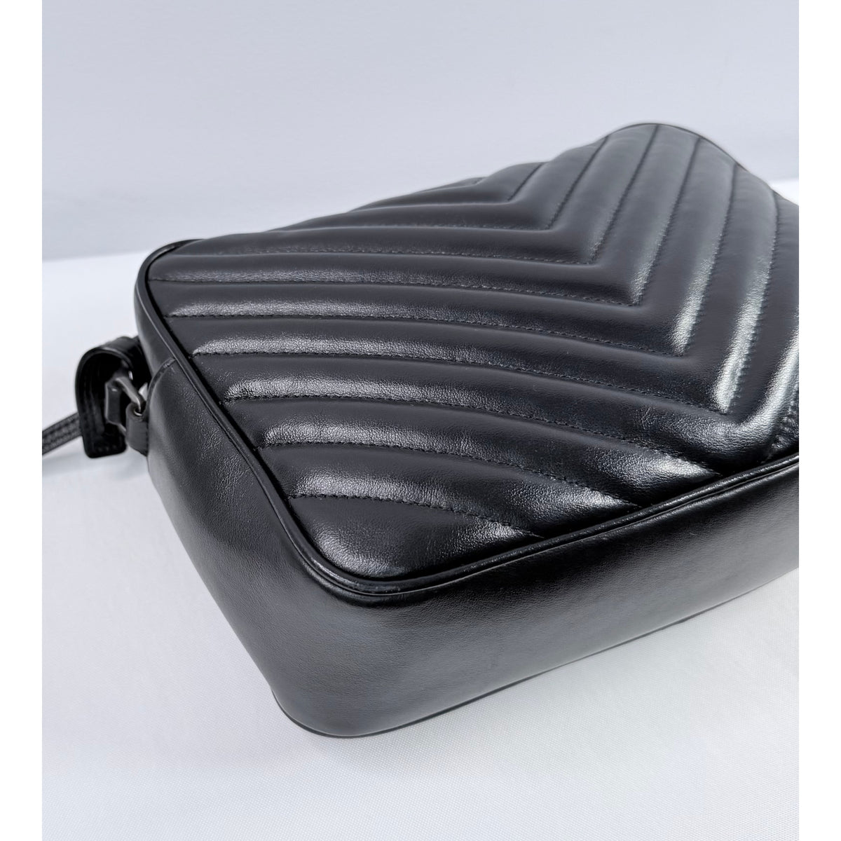 Yves Saint Laurent Black Chevron Quilted Leather Lou Camera Bag