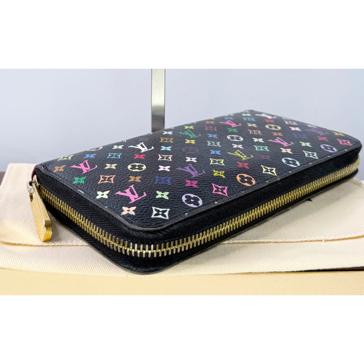 Louis Vuitton Monogram Black Multicolore Zippy Wallet