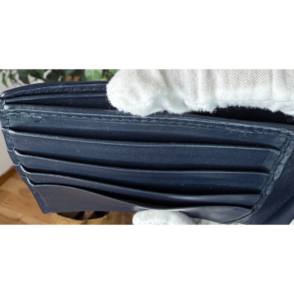 Bottega Veneta Intrecciato Wallet Bifold Leather Unisex Made in Italy Navy