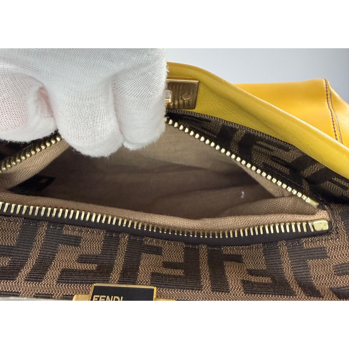 Fendi Peekaboo Yellow Leather Medium Satchel Bag