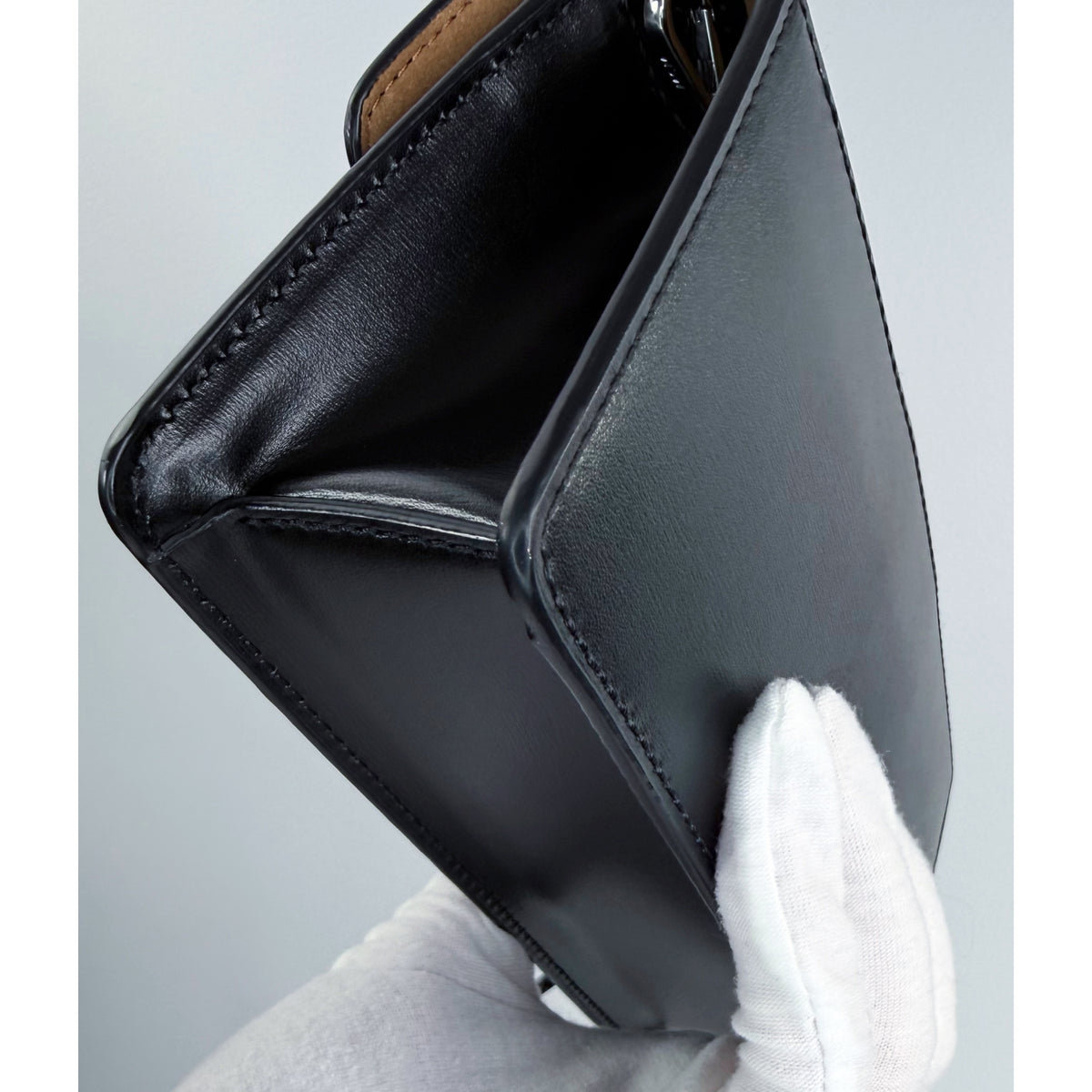MCM Black Leather Chain Wallet Crossbody Bag