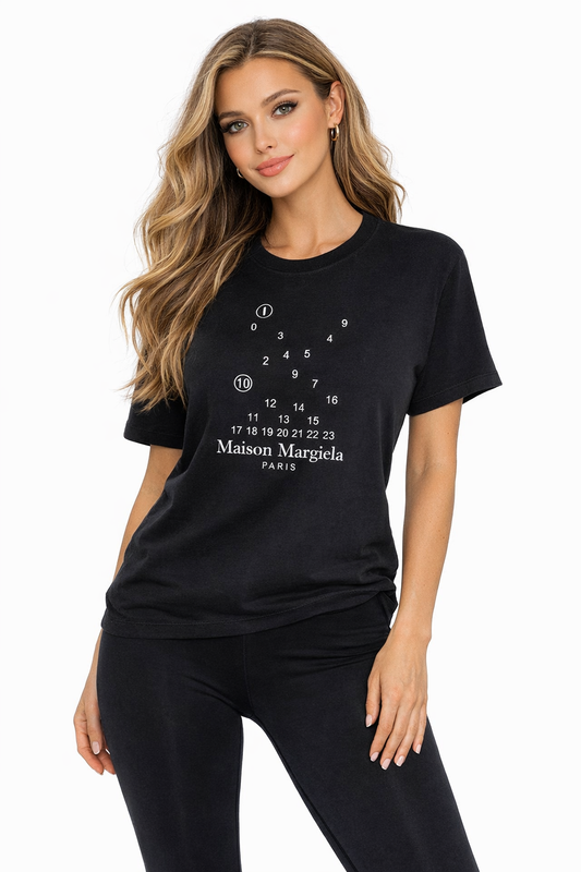 Maison Margiela Number Logo Black Cotton T-Shirt
