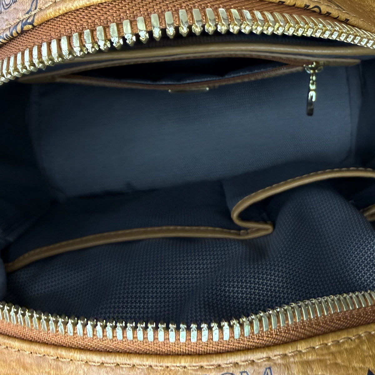 MCM Small Stark Side Studs Backpack in Visetos Cognac