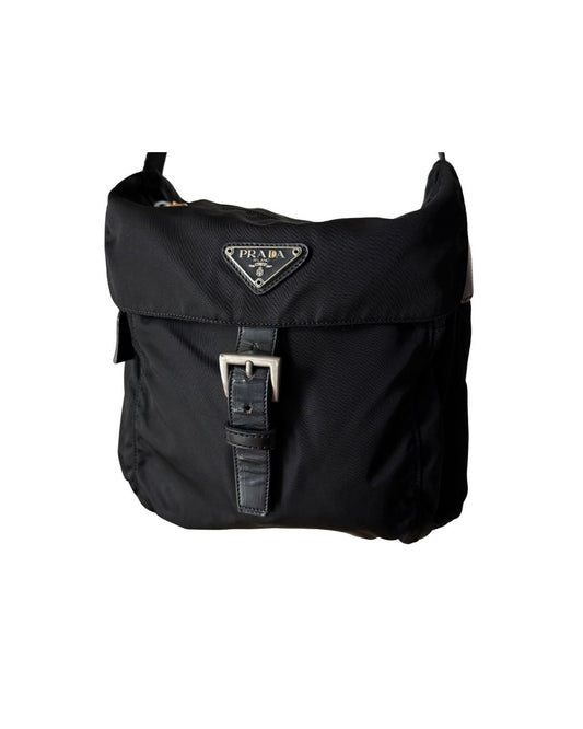 Prada Vintage Tessuto Nylon Black Crossbody Messenger Bag