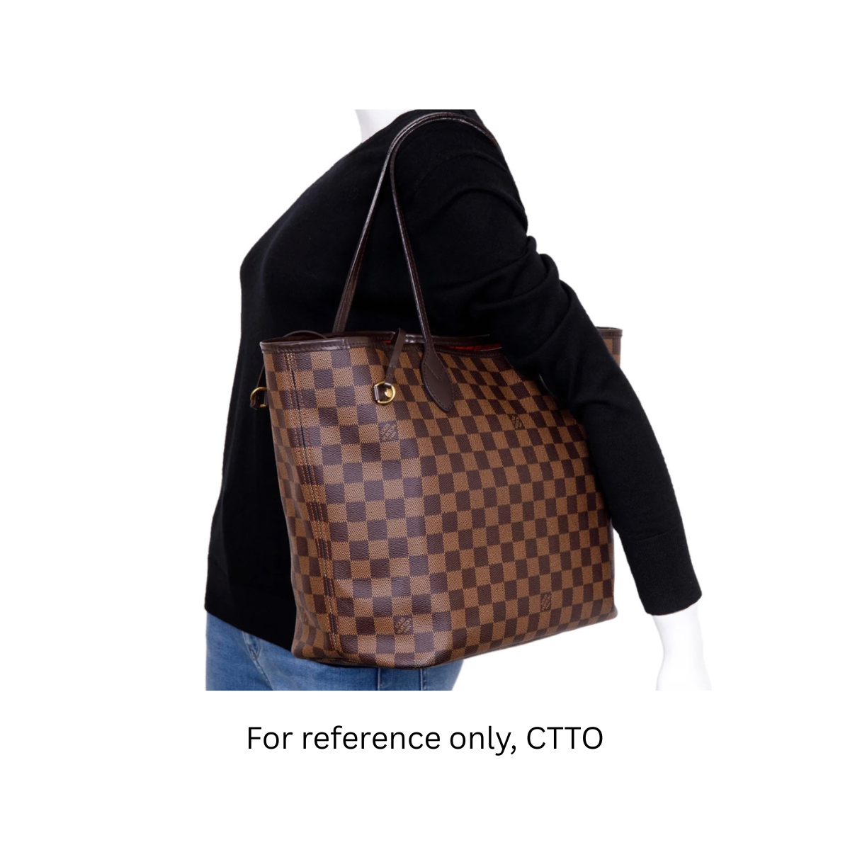 Louis Vuitton Neverfull MM Damier Ebene Canvas Cherry Red Lining Tote Bag