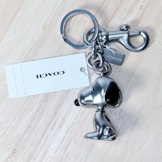Coach X Peanuts Snoopy Bag Charm In Silver CBH28 NWT