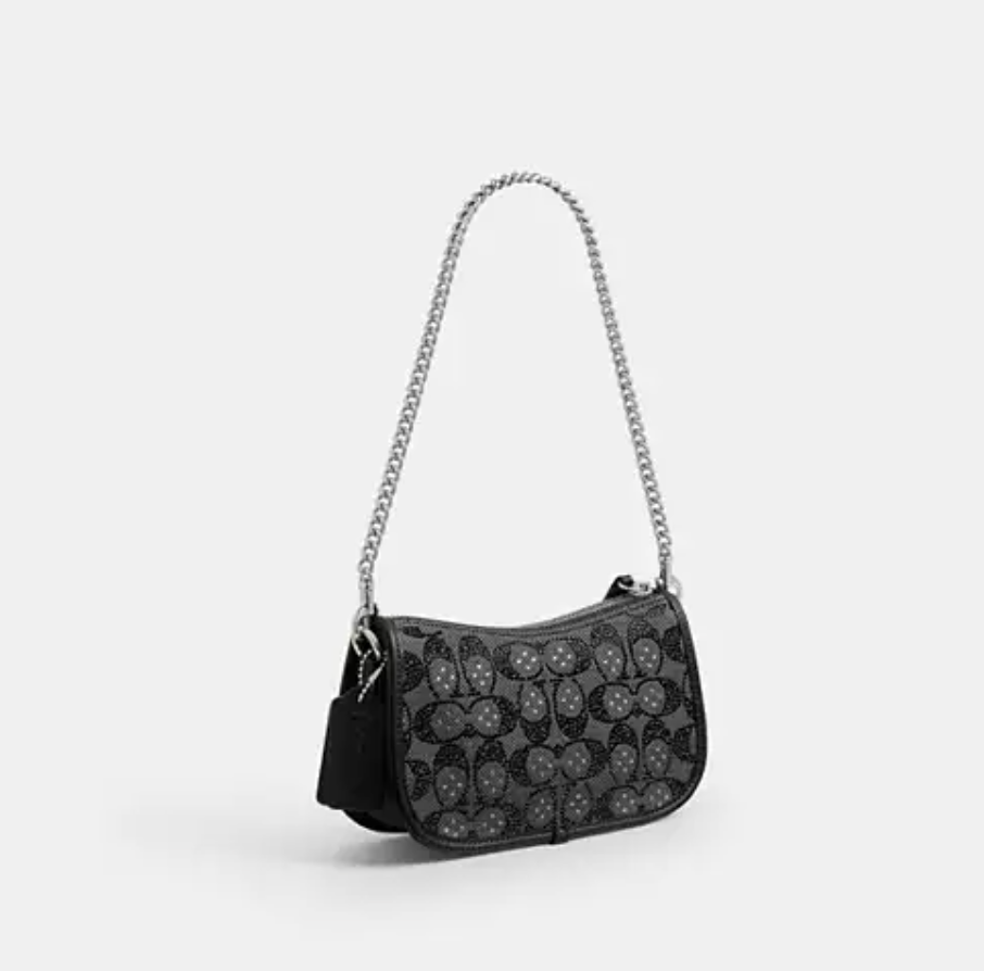 NWT Coach Swinger 20 Bag With Chain In Crystal Signature Jacquard CW568 Black