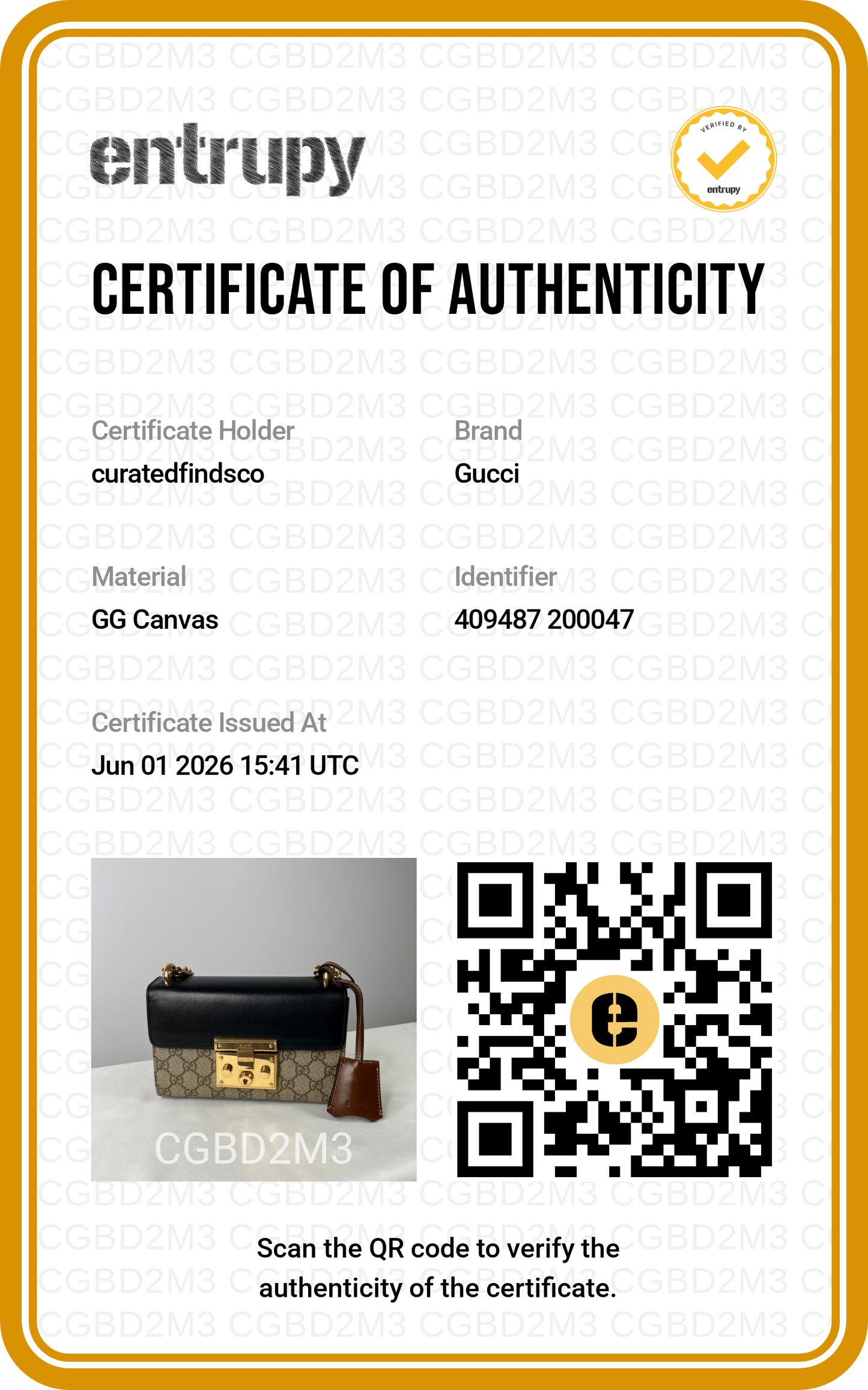 Gucci Padlock GG Supreme Canvas Leather Shoulder Bag