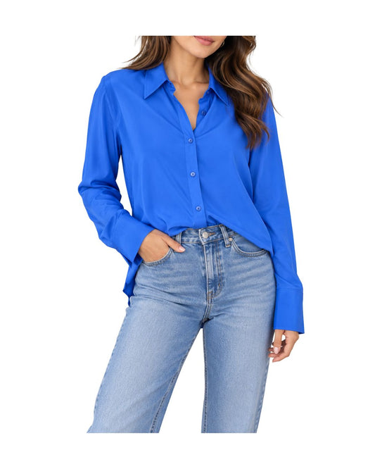 Helmut Lang Silk Viscose Blue Button-Up Shirt