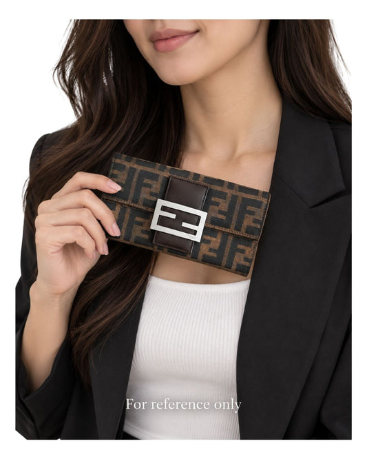 Fendi Vintage Zucca FF Brown Canvas Continental Wallet