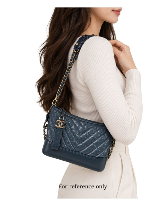 Chanel Gabrielle Small Blue Aged Calfskin Hobo Bag