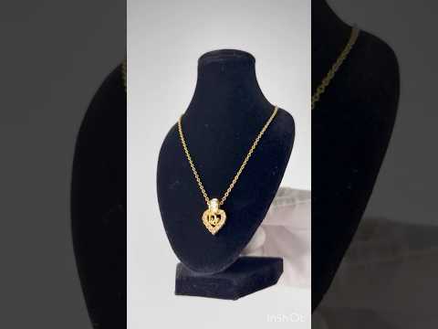 Christian Dior Vintage Gold-Plated Strass Heart CD Pendant Necklace