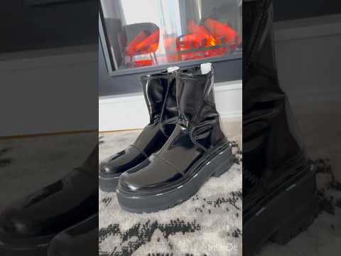 Fendi Platform Ankle Boots Black Patent Leather