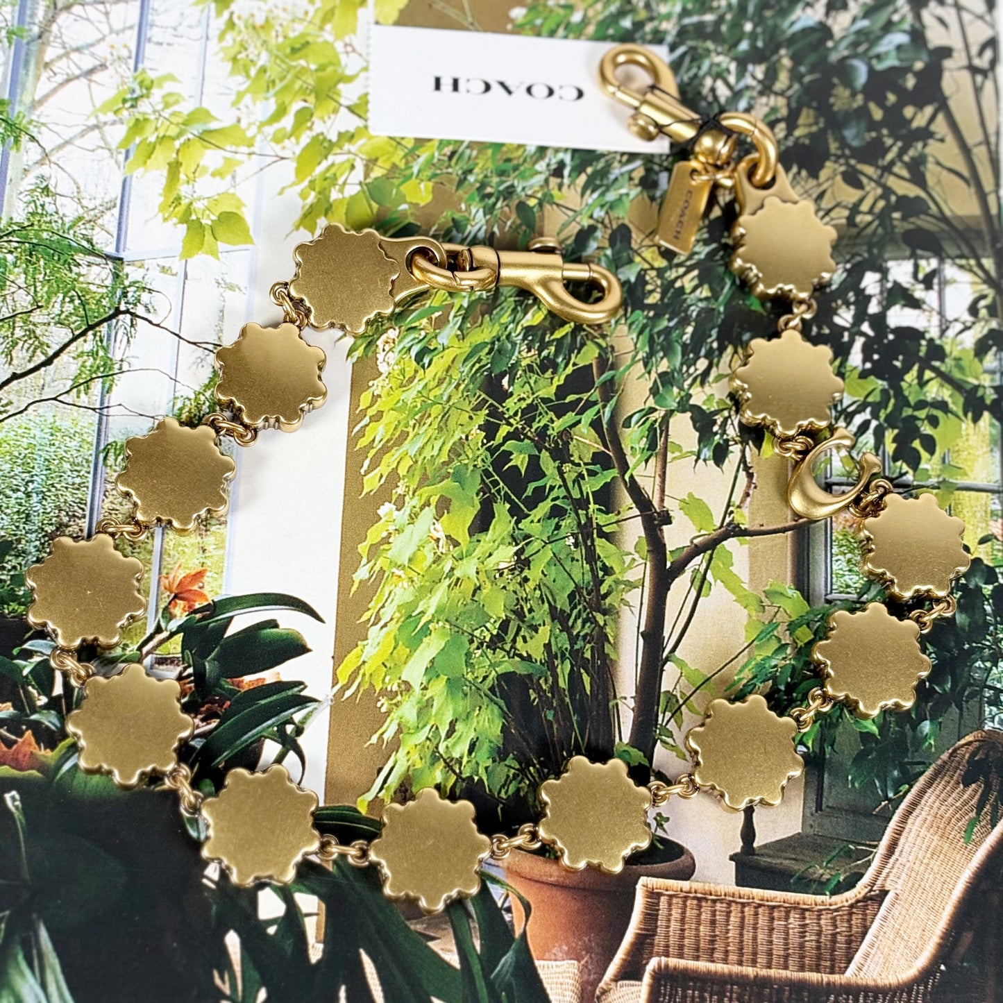 Coach Short Jewelry Chain Strap Brass/Yellow Multi CAU47 NWT