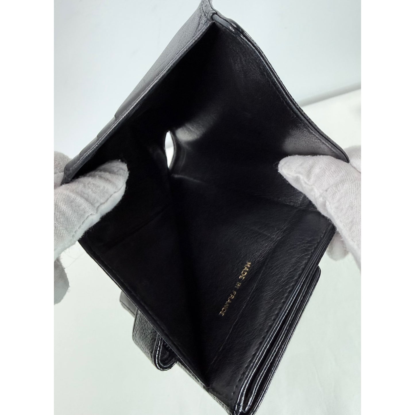 Chanel Black Caviar Leather Compact Wallet