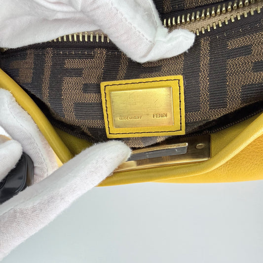 Fendi Peekaboo Yellow Leather Medium Satchel Bag