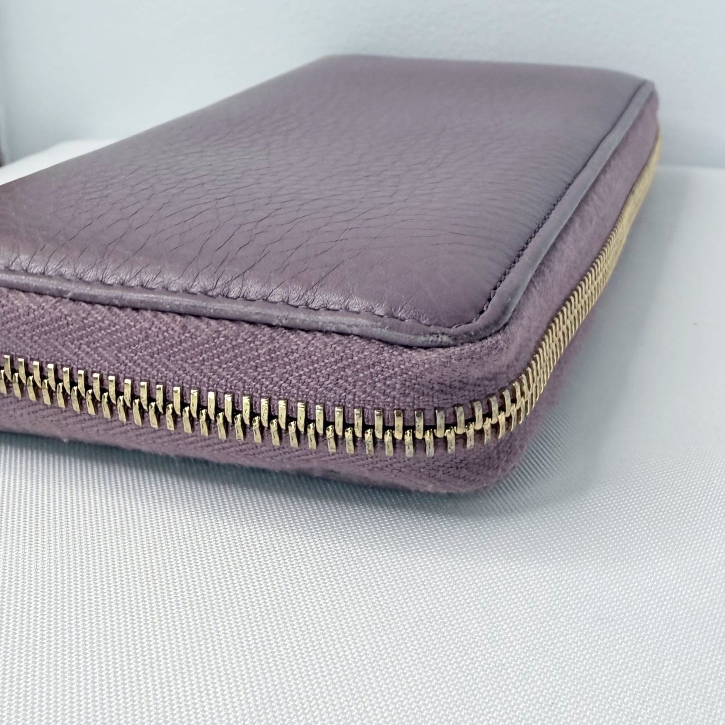 Gucci Purple Leather Bamboo Tassel Zip Around Wallet