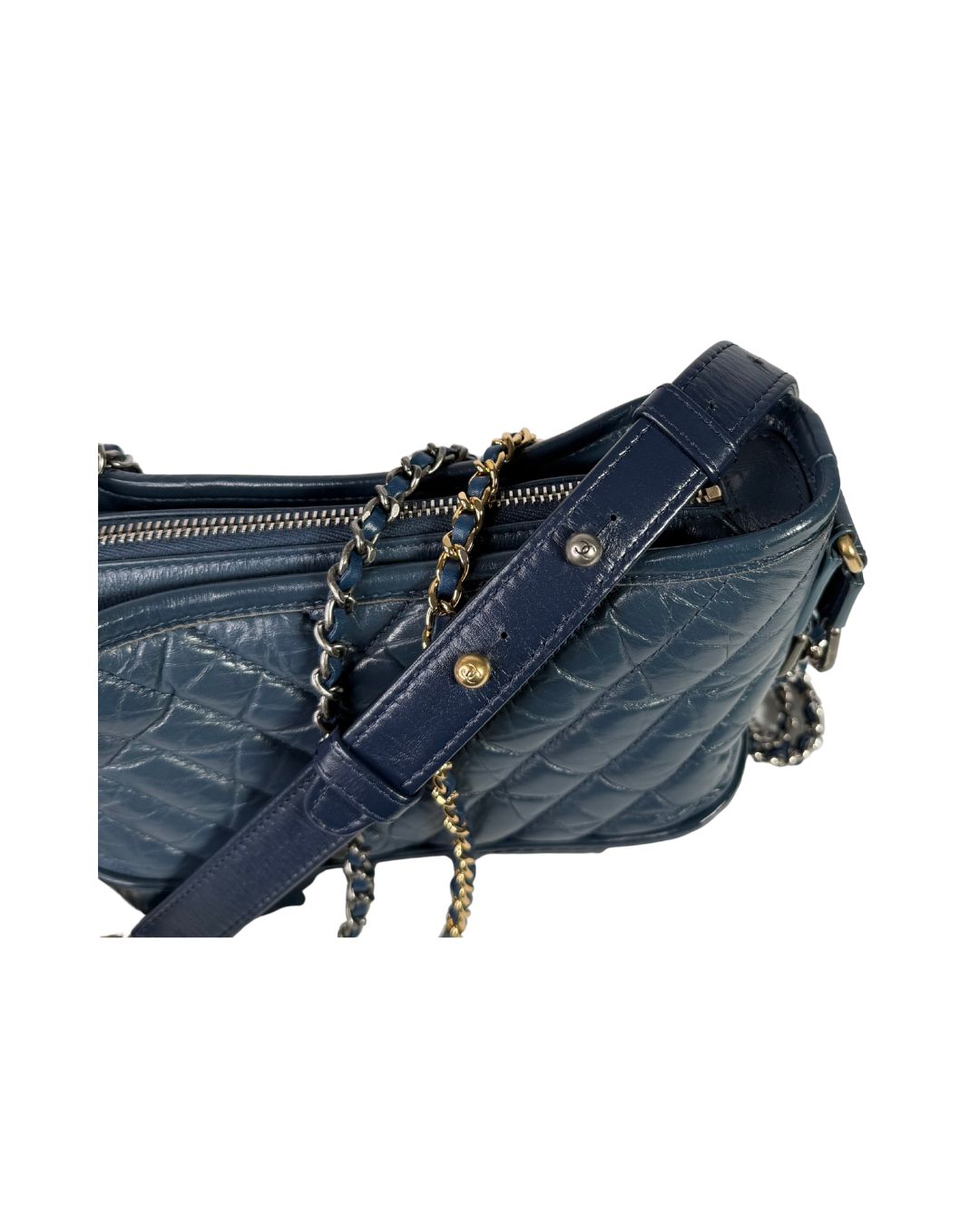 Chanel Gabrielle Small Blue Aged Calfskin Hobo Bag