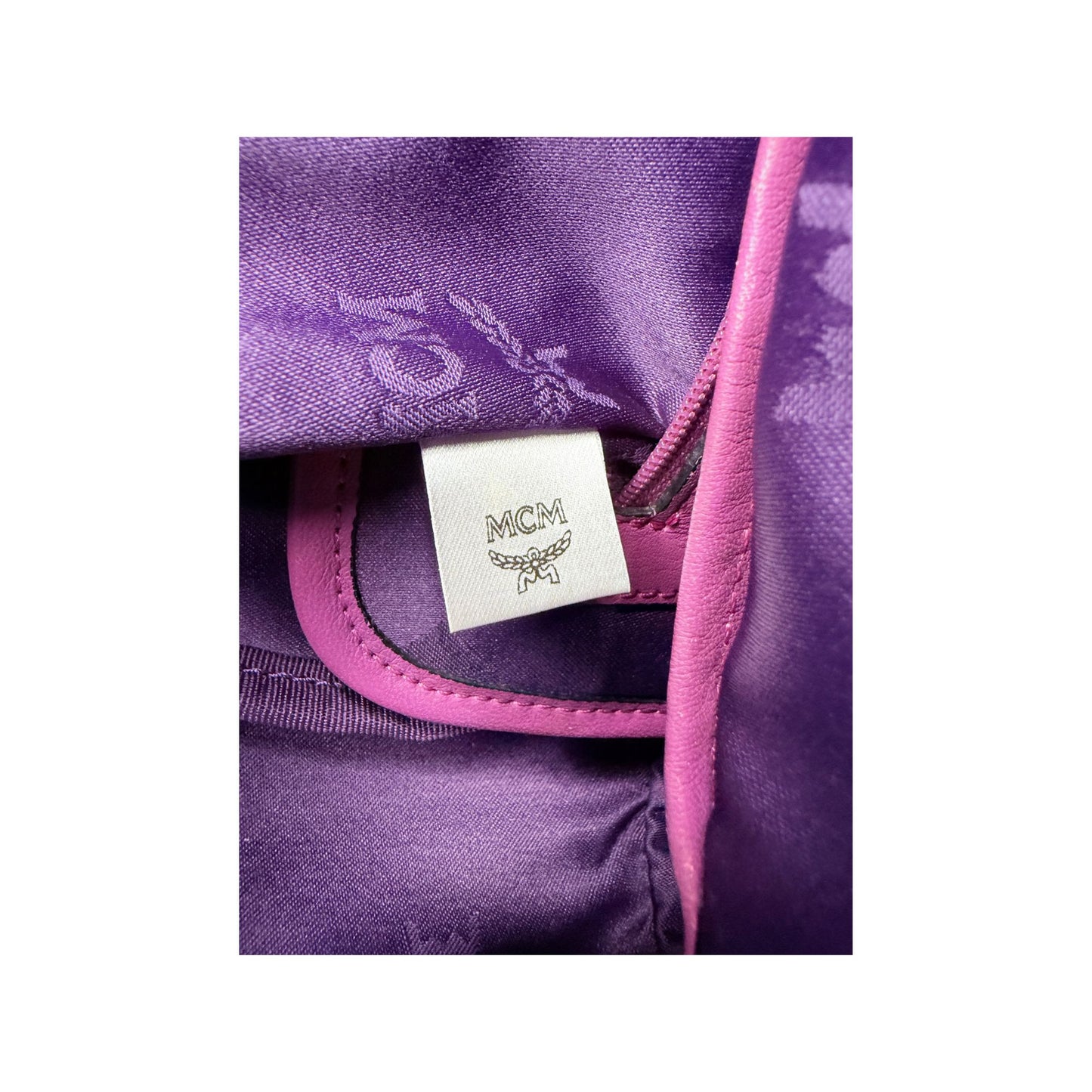 MCM Stark Visetos Purple Leather Backpack