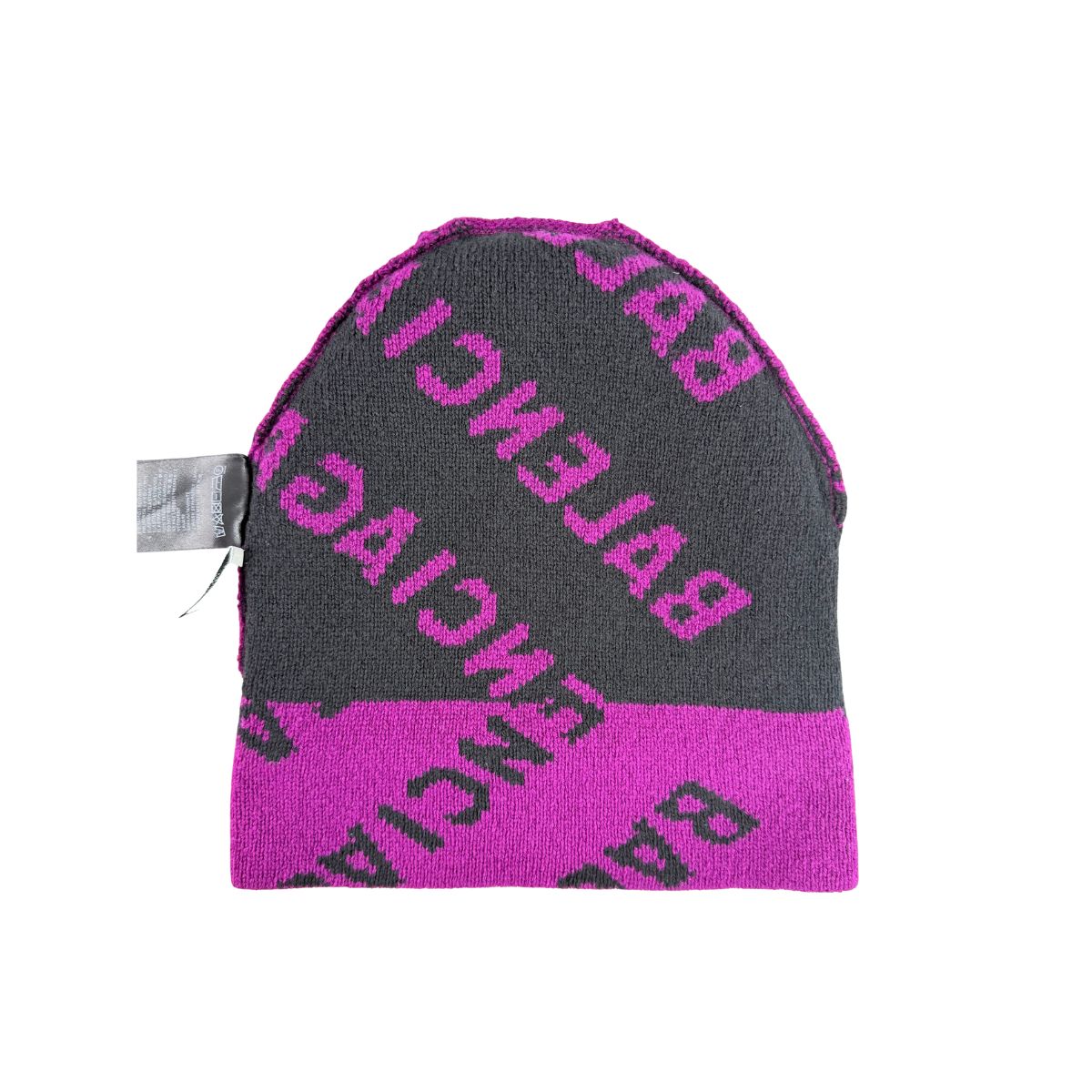 Balenciaga All Over Logo Knit Pink Black Beanie Hat
