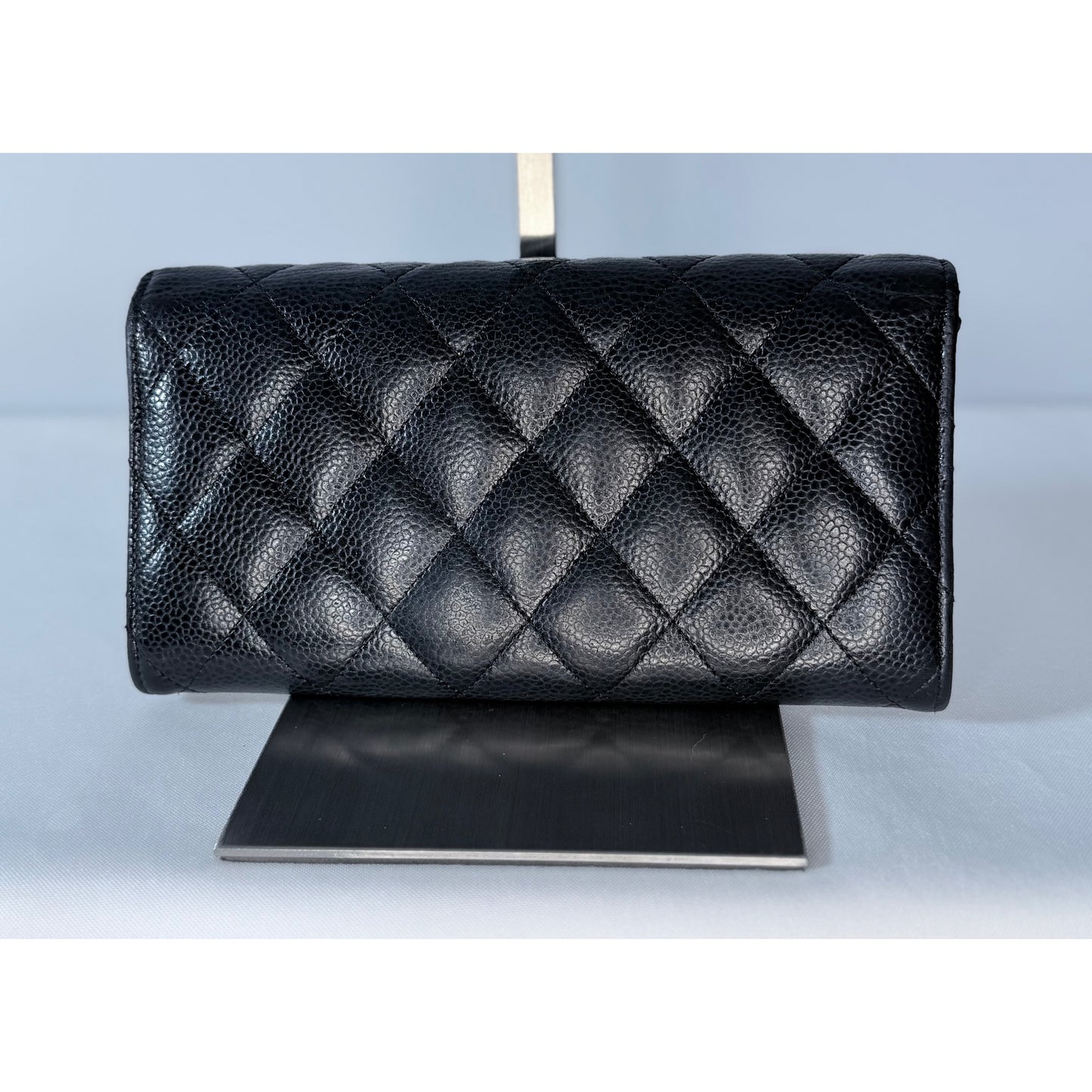 Chanel Classic Quilted Caviar Long Flap Wallet Gold CC Logo